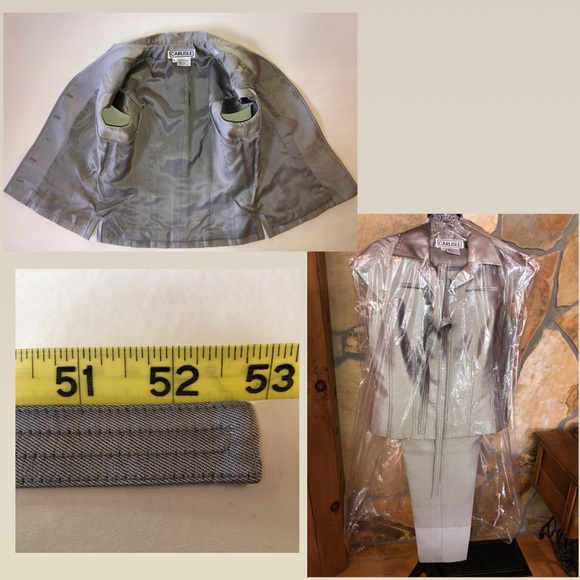 Vintage CARLISLE Silk Pantsuit Top Pants Belt Silver Gray (4) - Picture 17 of 17